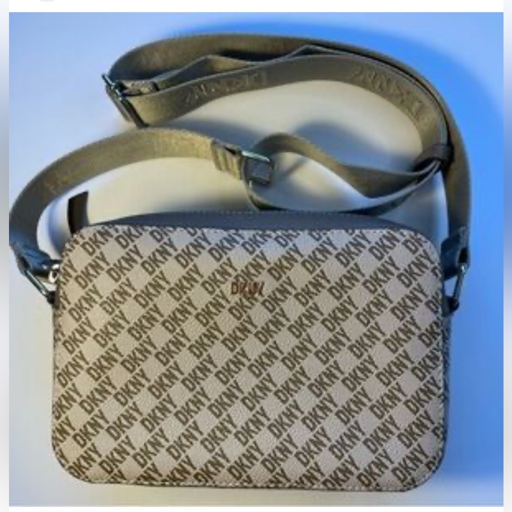 DKNY Beige/Brown Monogram Crossbody Messenger Bag